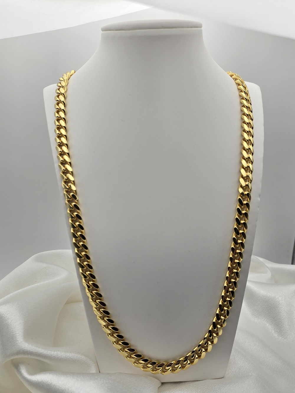 Yellow Gold Over Solid Sterling Silver 925 Miami Cuban W/ Moissanite Clasp